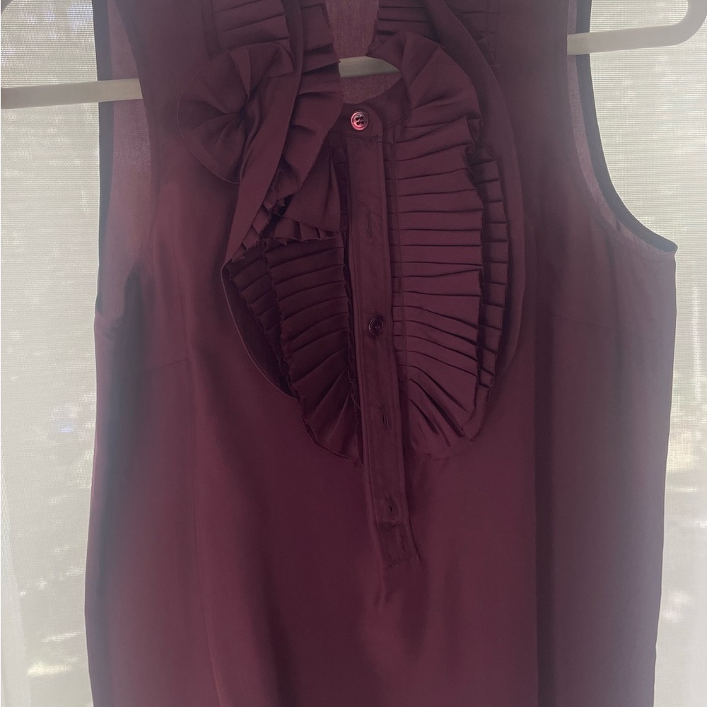 J. Crew Burgundy Ruffle Blouse